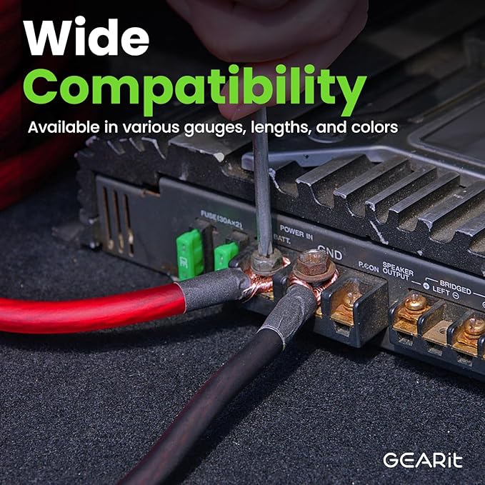 GEARit 4 Gauge Wire (50ft Each - Black/Blue Translucent) Copper Clad Aluminum CCA - Primary Automotive Wire Power/Ground, Battery Cable, Car Audio Speaker, RV Trailer, Amp, Electrical 4ga AWG 50 Feet