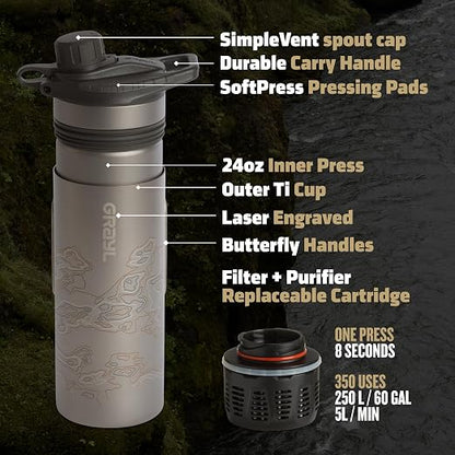 GRAYL GeoPress Titanium 24 oz Water Purifier Bottle - Image 9