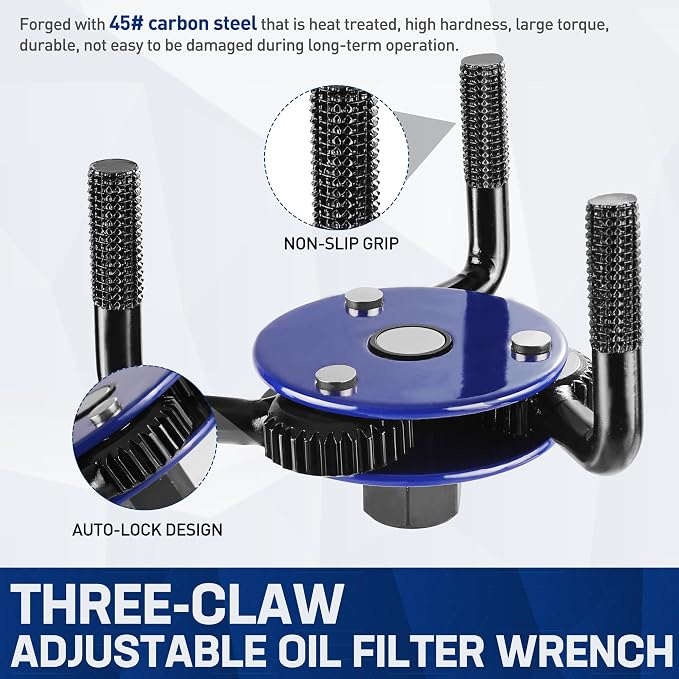 WORKPRO Magnetic Adjustable Oil Filter Wrench, Universal 3-Jaw Removal Tool - Image 4