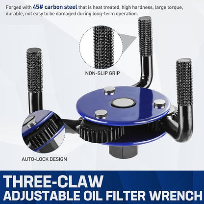 WORKPRO Magnetic Adjustable Oil Filter Wrench, Universal 3-Jaw Removal Tool - Image 4