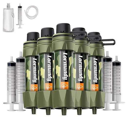 Straw Water Filter 5 Pack – Outdoor Camping & Hiking Survival Gear Kit by Lormandy