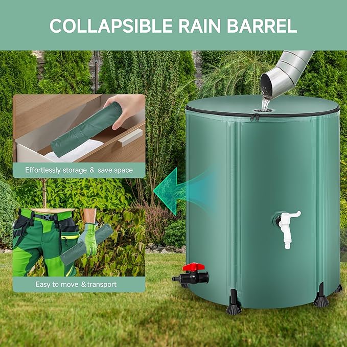 Collapsible Rain Barrel Water Storage Containers-53 Gallon Portable Rainwater - Image 2