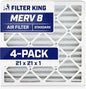 Filter King 21x21x1 Air Filter | 4-PACK | MERV 8 HVAC Pleated A/C Furnace by FilterKing