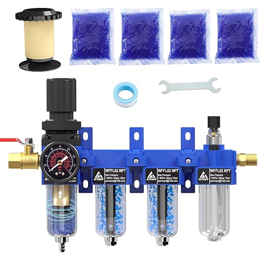 1/4"NPT Air Filter Regulator Lubricator Combo, Air Regulator and Water Separator by ATINY