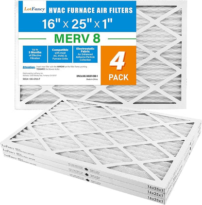 LotFancy 16x25x1 Air Filter MERV 8 4-Pack, Electrostatic Pleated Furnace & AC - Image 9