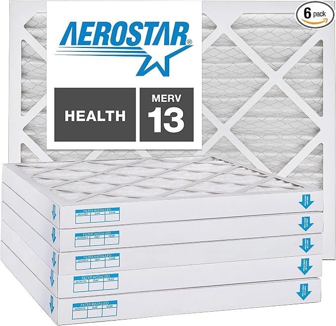 Aerostar 14x24x2 MERV 13, Pleated Air Filter, Box of 6, Made in the USA by AirFiltersDelivered