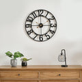 Alarmore Wall Clocks for Living Room Decor, Silent Wall Clock Battery Operated, Mid Century Rustic Farmhouse Black Metal Skeleton Large Clocks for Kitchen, Bedroom, Dining Room-18 in