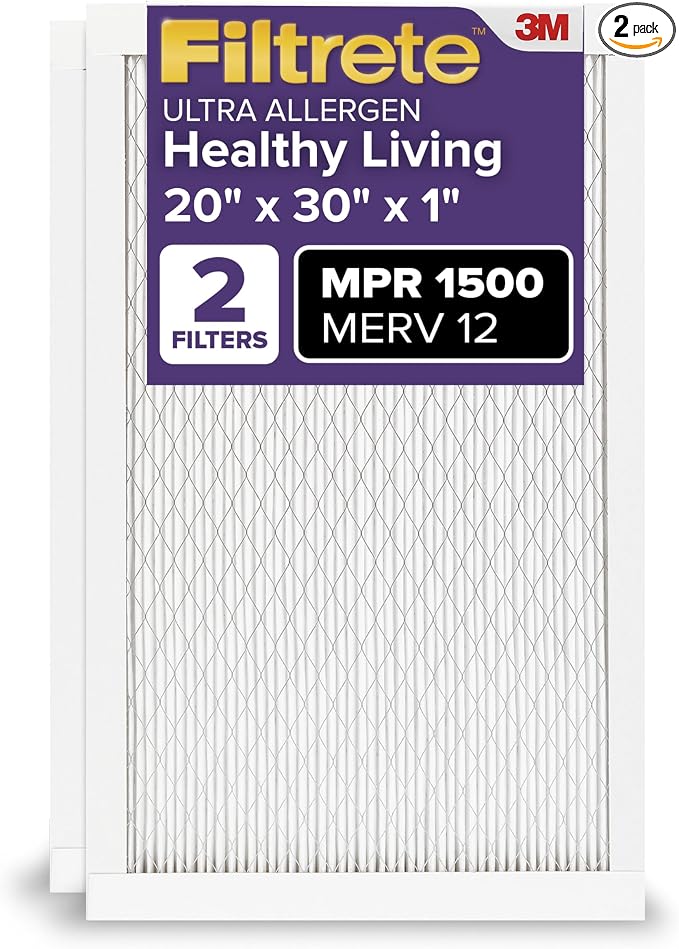Filtrete 20x30x1 AC Furnace Air Filter, MERV 12, MPR 1500, CERTIFIED asthma & by Filtrete