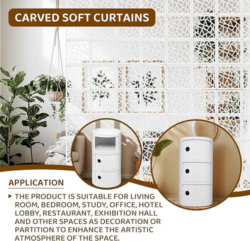 24 Pcs PVC Hanging Room Divider,Flower Carving Pattern Panels,Decorative Wall Screen Panel, Room Divider Partitions Panel Screen for Decorating Bedroom Dining Kitchen Office Studio 29 * 29cm