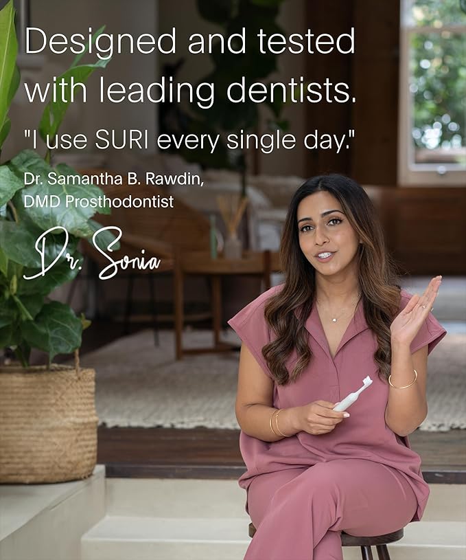 SURI 2.0 New Sonic Electric Toothbrush with Pressure Sensor & UV-Cleaning Travel Case | 1 Month+ Battery | Electric Toothbrush for Adults | Travel Toothbrushes | Tooth Brush | White