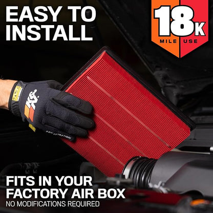 K&N Engine Air Filter: Long Life 18, 000 Mile Replacement Air Filter: Compatible - Image 4