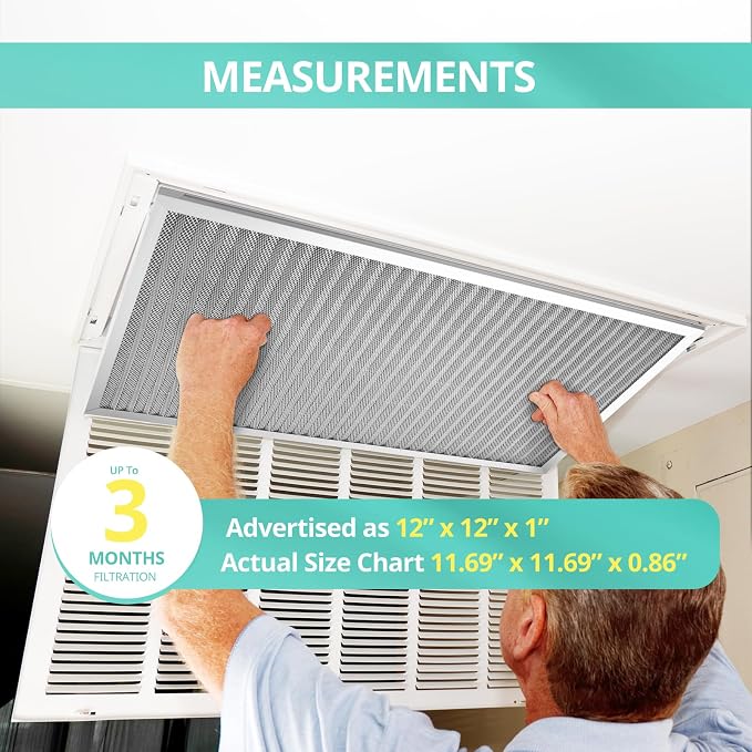 12x12x1 Electrostatic Air Filter, Washable & Reusable Aluminum AC/HVAC Furnace - Image 2