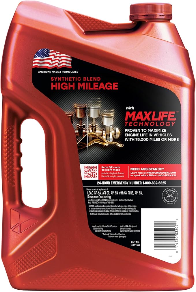 Valvoline High Mileage with MaxLife Technology SAE 5W-30 Synthetic Blend Motor - Image 3