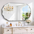 GLASHOM Frameless Bathroom Mirror, 30x48 inch Beveled Bathroom Mirror Wall Mounted, Modern Frameless Mirror for Bathroom, Living Room, Entryway Mirror Horizontal or Vertical