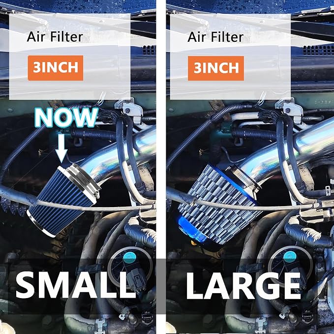 Clamp-On Cold Air Intake Filter, High Performance, Washable Filter, Replacement - Image 2