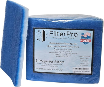 6-Pack of Polyester Filters for BetterVent Indoor Dryer Vent | Clean Laundry by Unknown