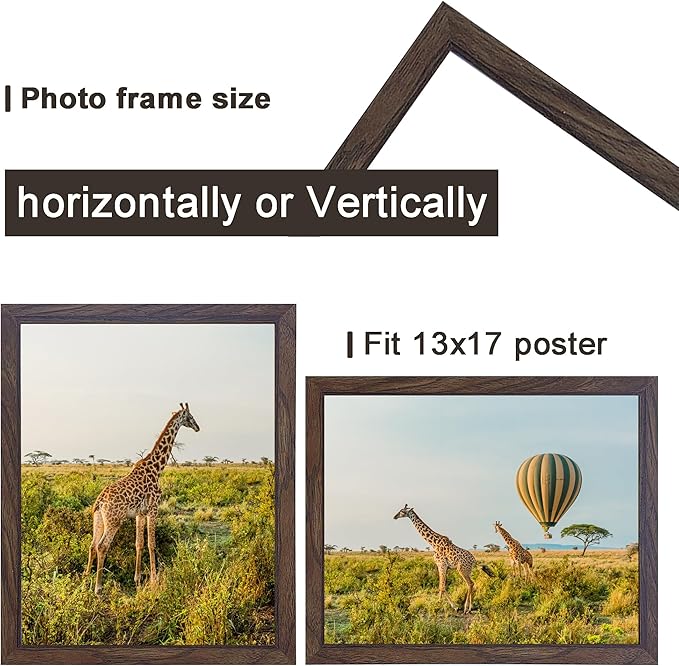 TKYGU 13x17 Picture frame Set of 3, wooden frame walnut for 13 x 17 Inch Picture Poster Photo with Durable Shatter Resistant Plexiglass,Wall Gallery 13 by 17 frame for Wall best gift