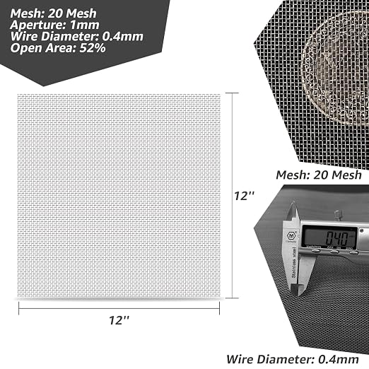 4 Pack 12x12 Inch Wire Mesh, 20 Mesh Stainless Steel Mesh, Never Rust Sturdy - Image 2
