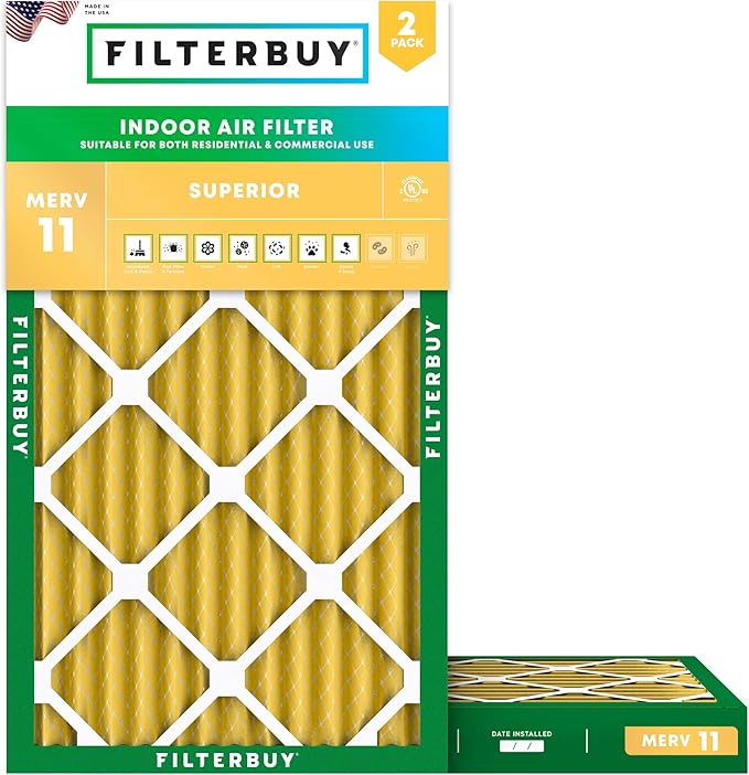 Filterbuy 14x30x2 Air Filter MERV 11 Superior Pet & Allergy Defense, by Filterbuy