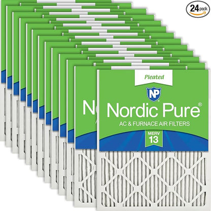 Nordic Pure 20x25x1 Pleated MERV 13 Air Filters 24 Pack by NordicPure