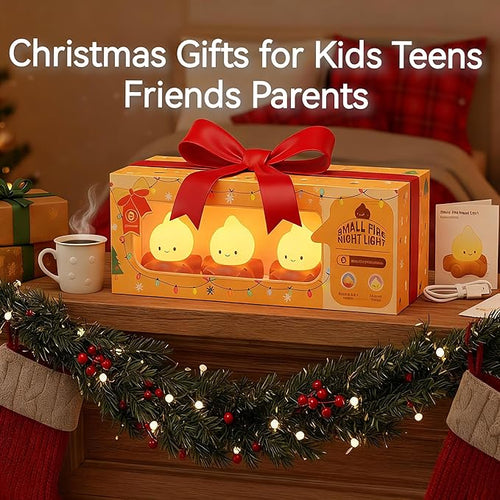 3 PCS Campfire Night Light, Rechargeable Flame Lamp, Cute Desk Lamps for Table Decorations, Flameless Candles Lights Gifts for Kids Teens Friends, Suitable for Birthday Party Holiday Camping Decor