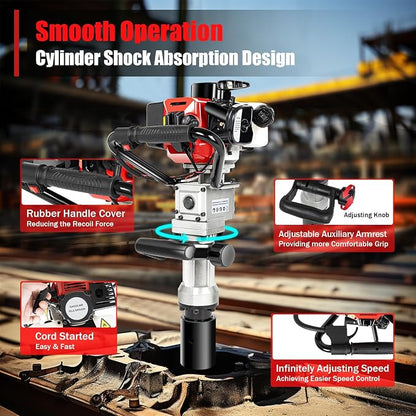 Gas Powered T-Post Driver, 900W 32.7CC T Post Pounder Driver Heavy Duty Gasoline - Image 6