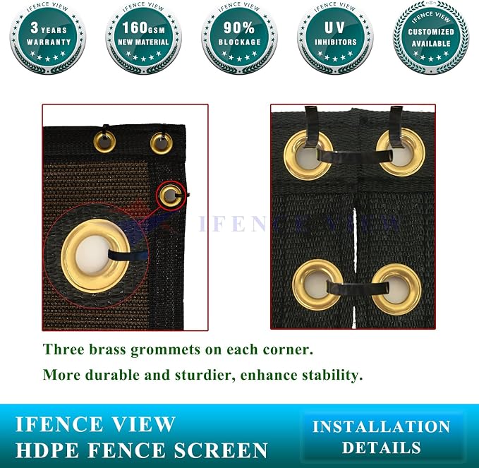 Ifence ViewIfenceview 6'x1' to 6'x100' Brown Shade Cloth Panels Fence Privacy - Image 5