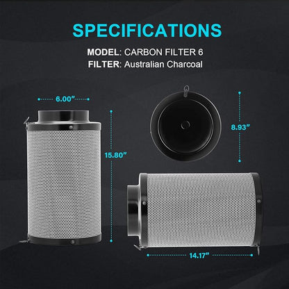 iPower 6 Inch Air Carbon Filter Odor Control - Image 6