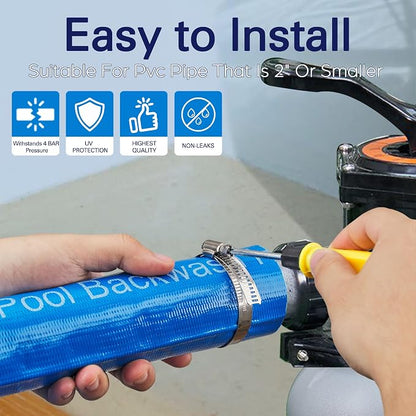 2" x 100FT Pool Backwash Hose, Heavy-Duty Pool Hose, Lay Flat Discharge Hose - Image 4