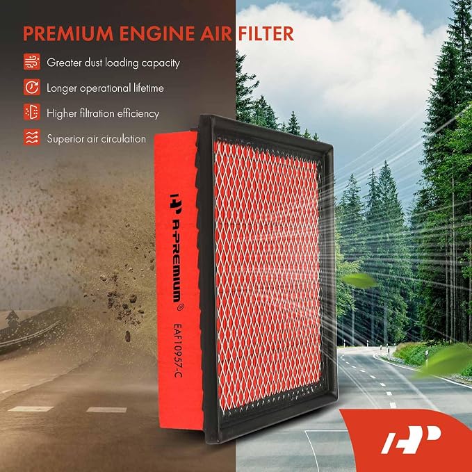 A-Premium High-performance, Pre-oiled Engine Air Filter Compatible - Image 3