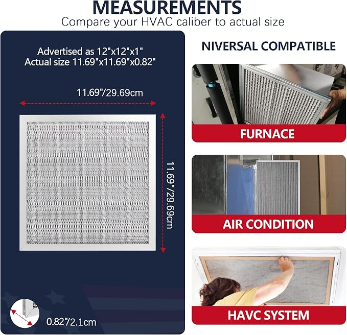 12x12x1 Electrostatic Air Filter, Reusable MERV 8 Aluminum AC/HVAC Furnace - Image 6