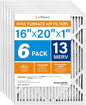 LotFancy 16x20x1 Air Filter MERV 13 6-Pack, Electrostatic Pleated HVAC Furnace by LotFancy
