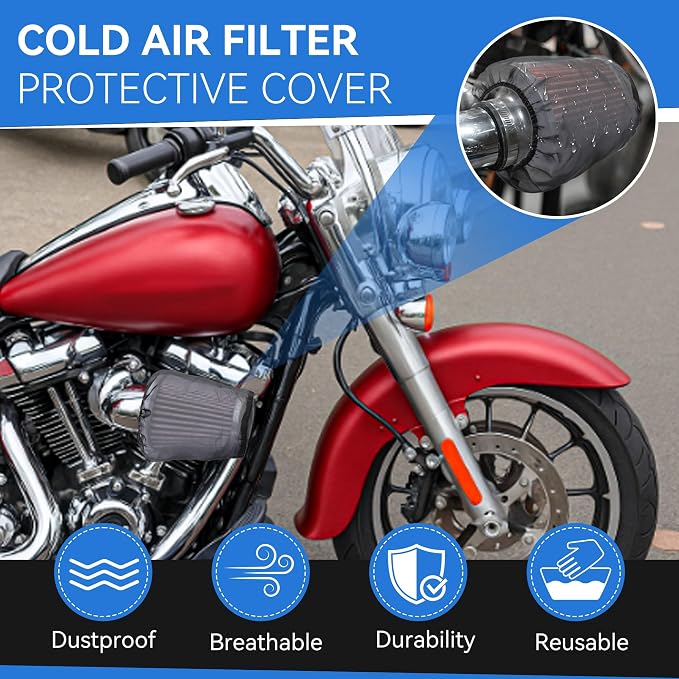 Meonum 2 Pack Cone Air Intake Filter Cover, Universal Cold Air Filter Sock - Image 4