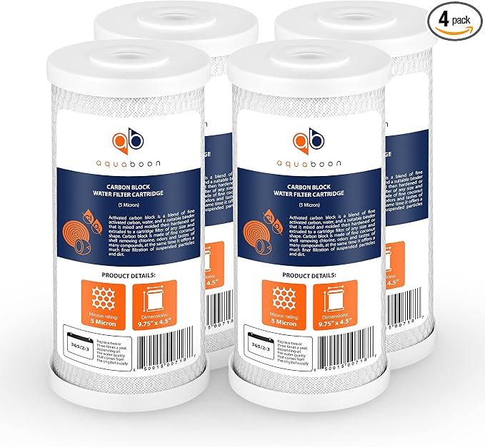 Aquaboon 5 Micron 10x4.5 Carbon Block Water Filters Whole House CTO Water by Aquaboon