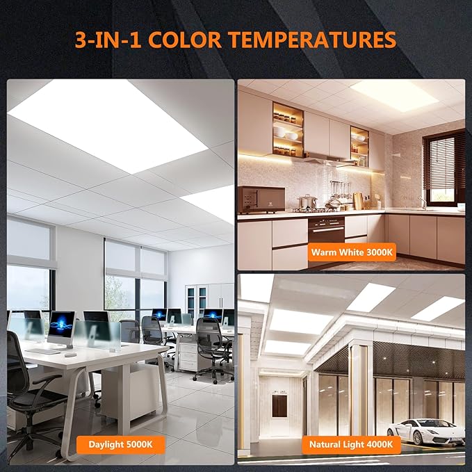 Mcacggo 30 Pack 2x4 LED Flat Panel Light 5000K-4000K-3000K & 0-10V Dimmable, 30W-40W-50W Switchable, Back-Lit Drop Ceiling Lights for Office, ETL Listed, 100-277V