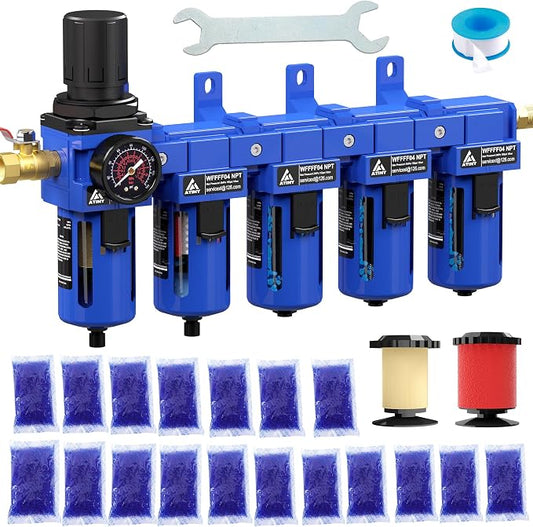 1/2'' NPT 5 Stage Air Dryer for Compressor, 5&0.01 Micron Filter Cartridge Air by ATINY