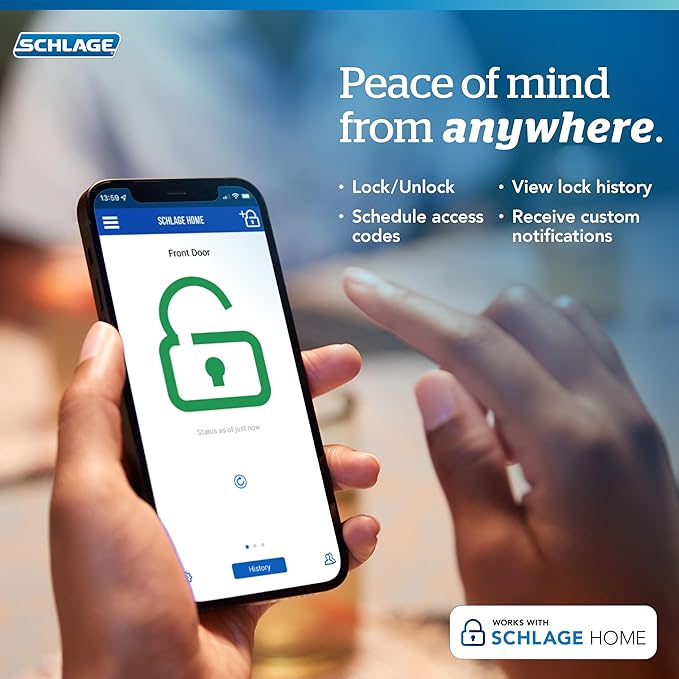 Schlage Arrive WiFi Deadbolt Smart Lock, Keyless Entry Door Lock with Century Trim, Satin Nickel, Compatible with Alexa and Google, BE459WB CEN 619