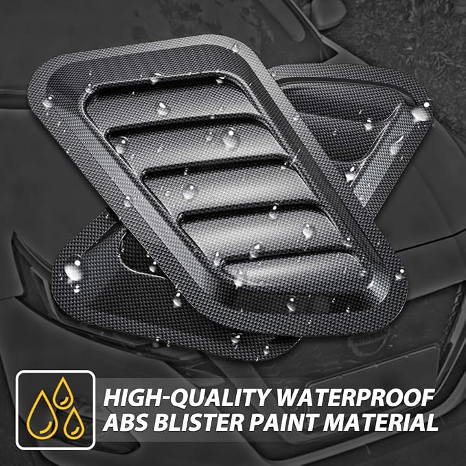 KaTur 1 Pair Universal Car ABS Decorative Air Flow Intake Scoop Turbo Bonnet - Image 3