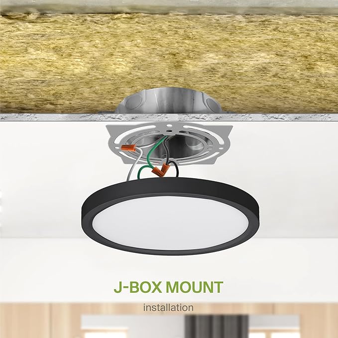 ASD LED 5" Round Flush Mount Ceiling Light Fixture, Low Profile Surface Lighting | 5CCT, Dimmable, Ultra-Thin, ETL Listed | 10W 700LM 2700-6000K 120V | Kitchen, Bedroom, Hallway Lamp | Black