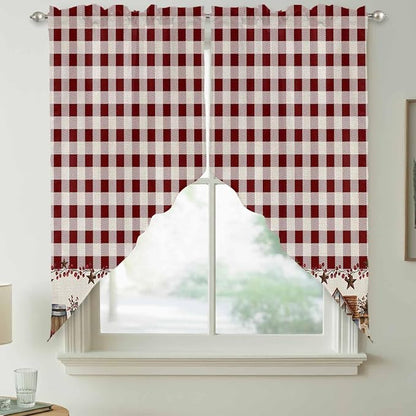 Swag Curtain Valances for Kitchen Windows, Farm Barn Western Star on Vintage - Image 8
