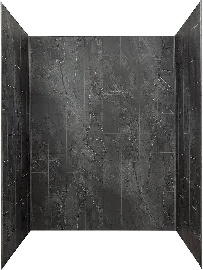 Palisade 78in x 60in x 30in Waterproof Vinyl Shower Surround Kit with Accessories in Urban Quarry