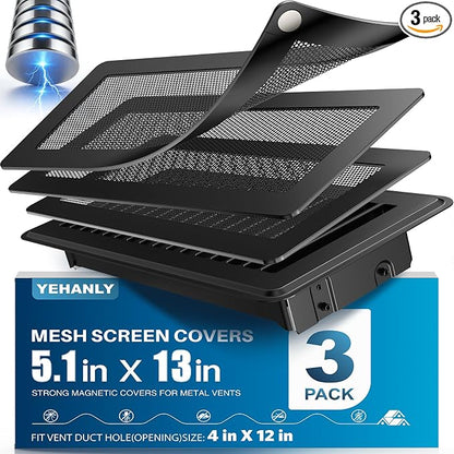 Magnetic Vent Covers with Vent Screen 5.1x13 Inch, Ceiling Air Vents to Block by YEHANLY