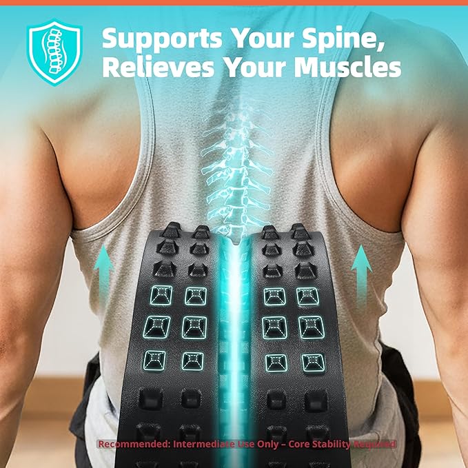 Back Roller for Back Pain Reliefn & Stretching, Deep Tissue Massage Roller Supports Up to 530 lbs / 240 kg, 5.5''-7.5'' Curved Foam Roller for Home Physical Stretching