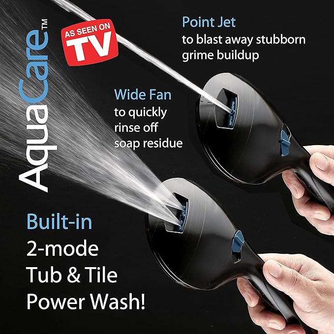 Hotel Spa AquaCare for California As-Seen-On-TV High Pressure Handheld Rain 50-mode 3-way Shower Head Combo with Adjustable Arm, Anti-clog Jets, Tub & Pet Power Wash, 6 ft. Hose, Rubbed Bronze