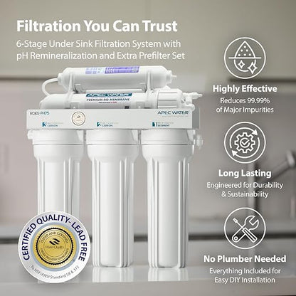 APEC Water Systems ROES-PH75 Essence Series Alkaline Mineral pH+ 75 GPD 6-Stage - Image 2