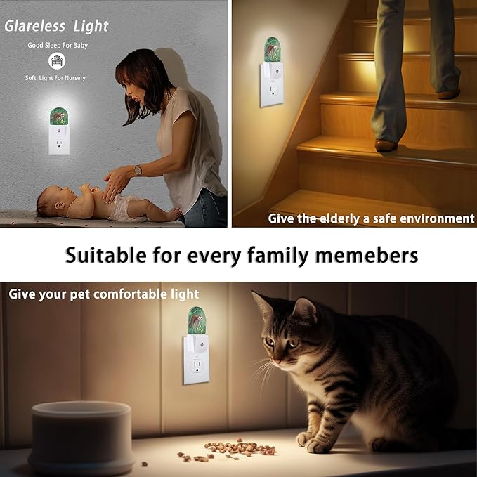 Axxitude Cute Sleeping Koala Forest Night Lights Plug into Wall for Girls Boys Room,Night Light LED Lamp Dusk to Dawn Sensor Round Lamp for Bedroom Bathroom Hallway Home Wall Decor Nightlight