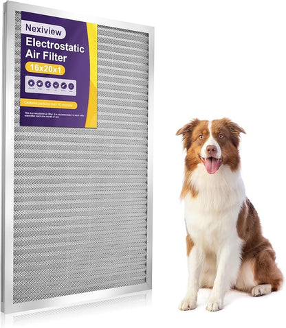 16x20x1 Furnace Filter-MERV8, Washable & Reusable Electrostatic Air Filter by Nexiview