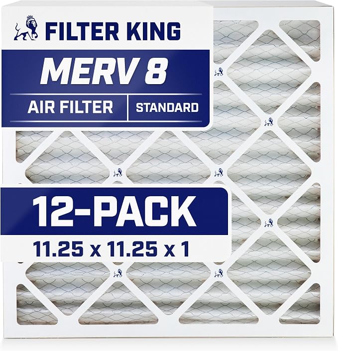 Filter King 11.25x11.25x1 Air Filter | 12-PACK | MERV 8 HVAC Pleated A/C by FilterKing