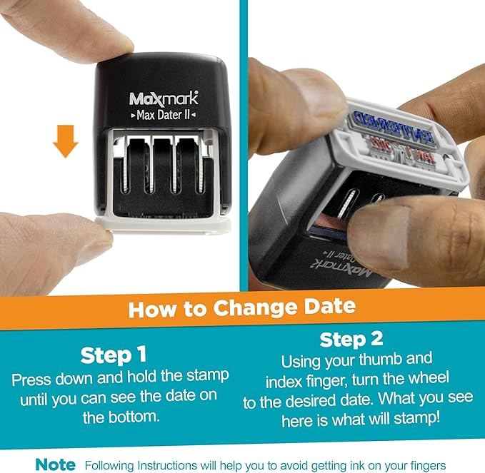 MaxMark Self-Inking Rubber Date Office Stamp with FAXED Phrase Blue Ink & Date RED Ink (Max Dater II), 12-Year Band