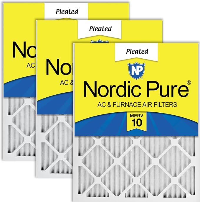 Nordic Pure 20x20x1 Pleated MERV 10 Air Filters 3 Pack by NordicPure